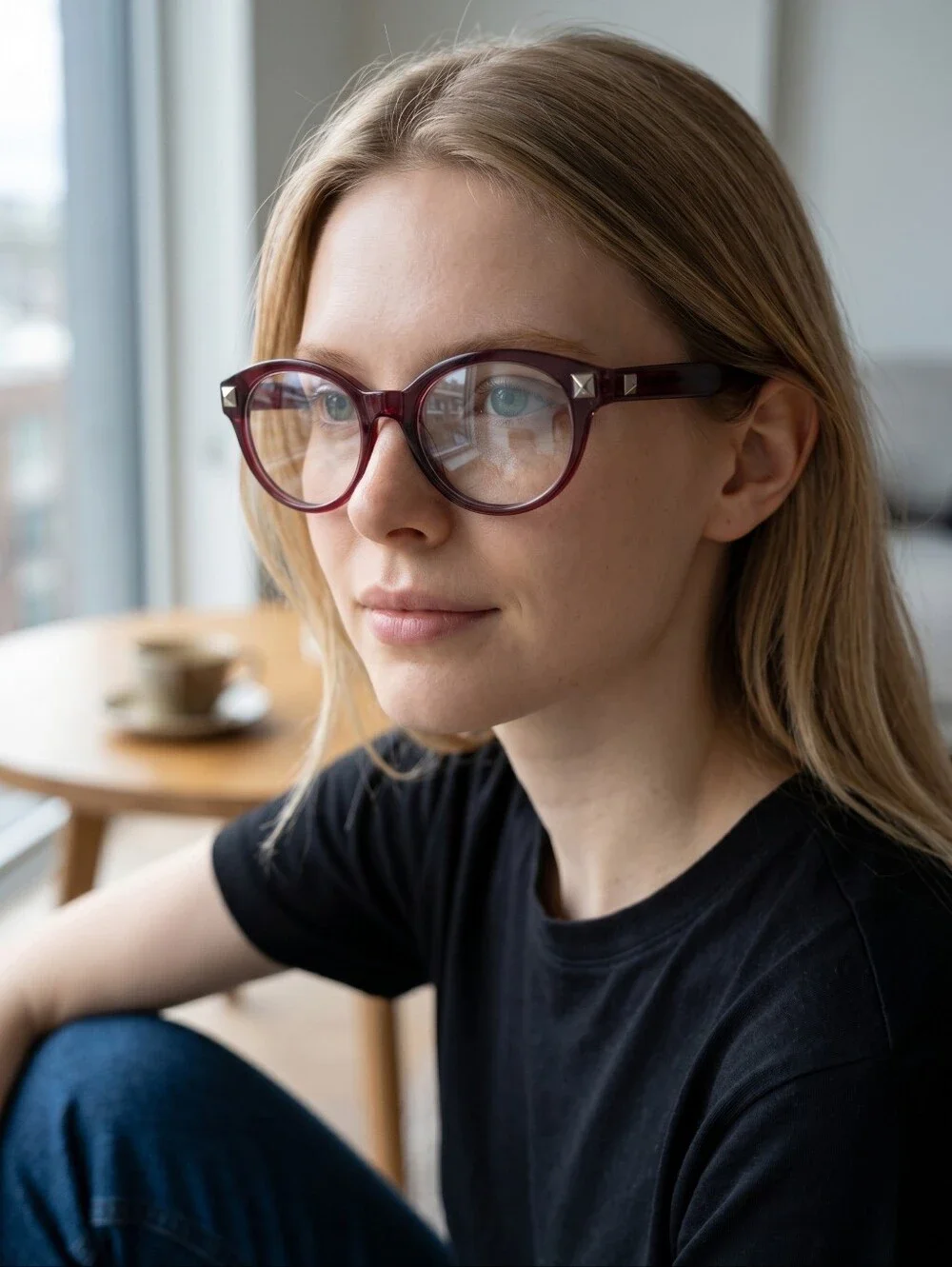 Valentino V2699 513 Burgundy Transparent Rockstud Cat-Eye EyeglassesFrames Only